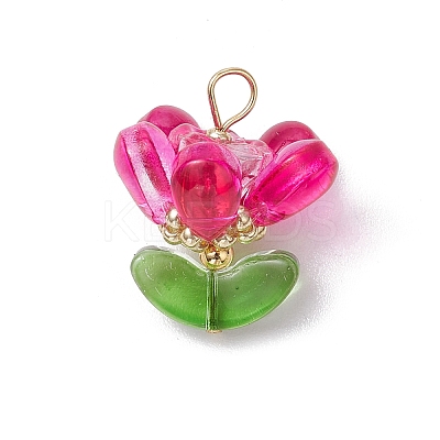 Glass Flowers Pendants PALLOY-MZ00630-1