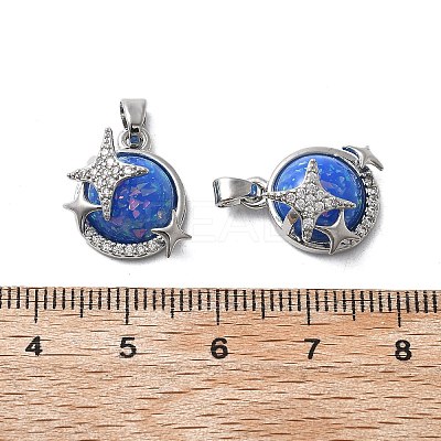 Brass Micro Pave Cubic Zirconia with Resin Pendants KK-Z103-06P-02-1