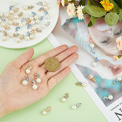 40Pcs 4 Colors Alloy Rhinestone Pendants FIND-FH0007-36-1
