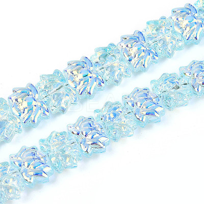 Baking Paint Electroplate Transparent Glass Beads Strands EGLA-N020-04F-1