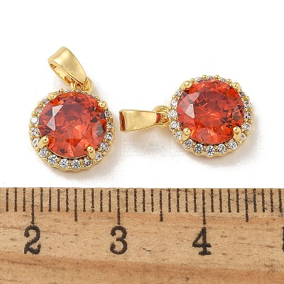 Brass Micro Pave Cubic Zirconia Pendents KK-R210-19G-1