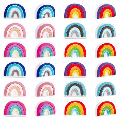 18Pcs 6 Colors Rainbow Silicone Focal Beads Bulk Rainbow Loose Spacer Beads Charm Color Silicone Beads Kit for DIY Necklace Bracelet Earrings Keychain Craft Jewelry Making JX322A-1