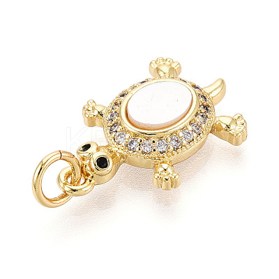 Brass Micro Pave Clear Cubic Zirconia Pendants KK-N268-14G-1