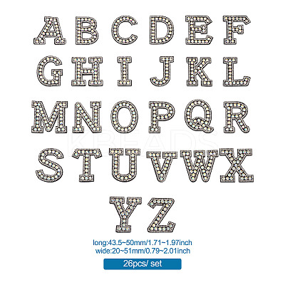 Alphabet Resin Rhinestone Patches DIY-TAC0005-45B-1