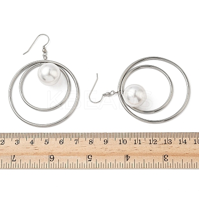 Electroplated 304 Stainless Steel Imitation Pearl Dangle Earrings EJEW-Z129-04P-1