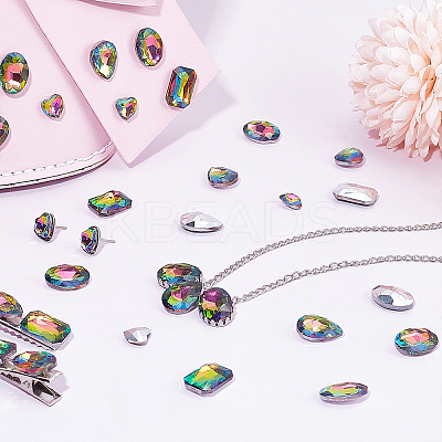 64Pcs 4 Style Glass Rhinestone Cabochons RGLA-FG0001-19-1