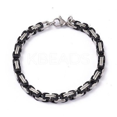 PVD Vacuum Plating 304 Stainless Steel Byzantine Chain Bracelets BJEW-I295-02B-EBP-1