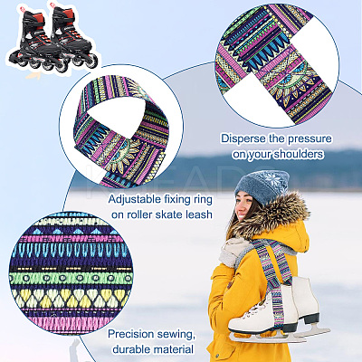 4Pcs 4 Colors Printed Polyester Cotton Ice Skate Shoulder Strap AJEW-CP0001-90-1