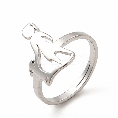 Non-Tarnish 304 Stainless Steel Mother and Daughter Adjustable Ring for Mother's Day RJEW-B027-09P-1