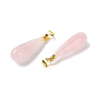 Natural Rose Quartz Teardrop Pendants G-Q005-03G-08-1