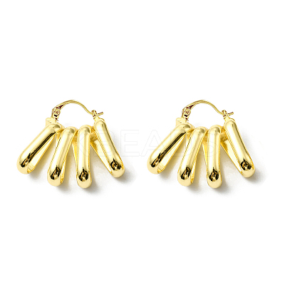 Rack Plating Brass Wave Oval Hoop Earrings EJEW-D055-17G-1