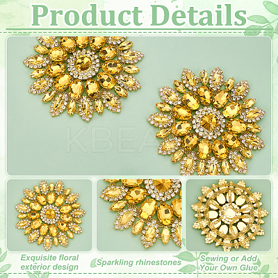 2Pcs Alloy with Rhinestone Handicraft Beading Appliques AJEW-FG0004-29E-1