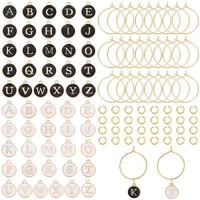 DIY Initial Letter A~Z Alphabet Brass Enamel Wine Glass Charm Rings Making Kit DIY-SC0024-58-1
