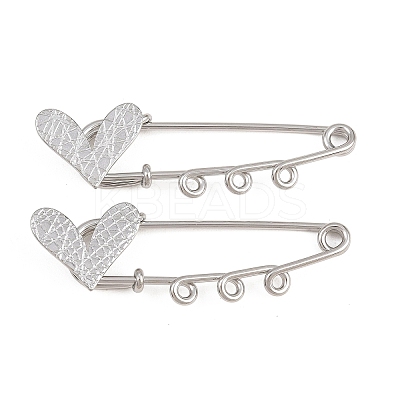 Crisscross Heart 304 Stainless Steel Safety Pins Brooch Findings SA-CBA098D-15E-P03-1