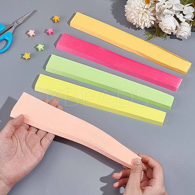 1 Set 5 Colors  Fluorescent Lucky Star Origami Paper DIY-CP0010-79B-1