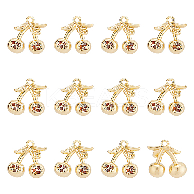 12Pcs Brass Micro Pave Chocolate Cubic Zirconia Charms KK-BC0012-64-1