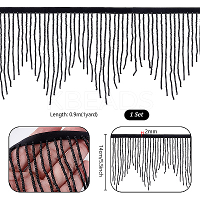 1 Yard Glass Fringe Trimming AJEW-PH0006-69-1
