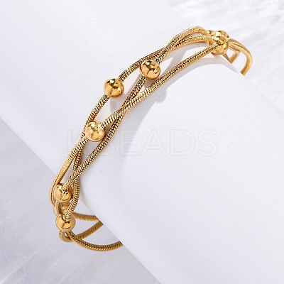 Stainless Steel Multi-strand Ball Bracelets LS-BJEW-L687-01G-1