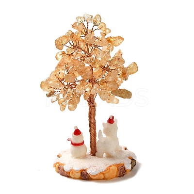Christmas Natural Yellow Quartz Chips Tree Decorations DJEW-K028-01D-1