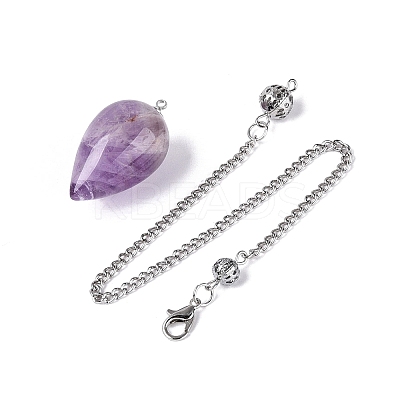 Natural Amethyst Dowsing Pendulum Pendants AJEW-N005-02D-1