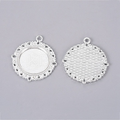Tibetan Style Alloy Pendant Cabochon Settings TIBE-T003-08S-RS-1