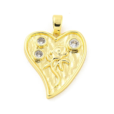 Brass Micro Pave Clear Cubic Zirconia Pendants KK-P263-09B-G-1