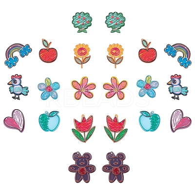 22Pcs 11 Style Transparent Acrylic Pendants KY-SC0001-49-1