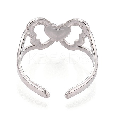 Adjustable 304 Stainless Steel Cuff Rings for Women RJEW-N052-13P-1
