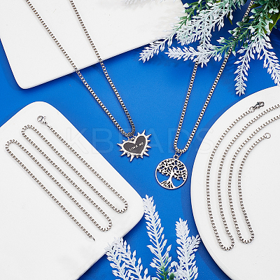 12Pcs 201 Stainless Steel Box Chain Necklaces Set NJEW-SC0001-16-1