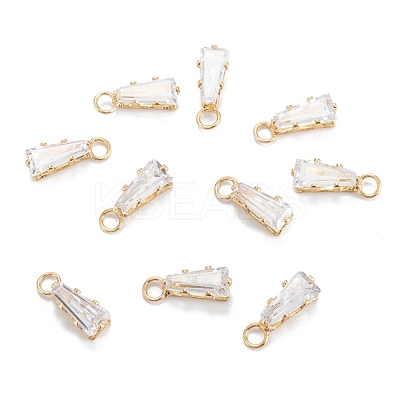 Brass Clear Cubic Zirconia Charms ZIRC-G170-10G-1