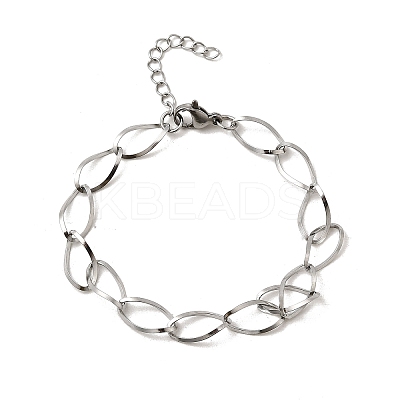 304 Stainless Steel Link Chain Bracelets for Women BJEW-A051-02P-1