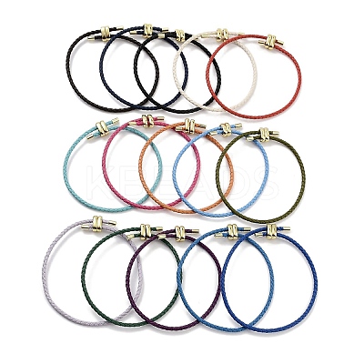 Braided Round Imitation Leather Bracelets Making BJEW-H610-03G-1