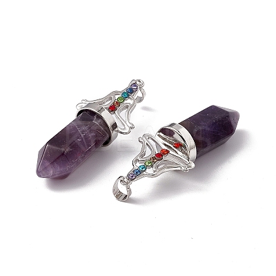 Natural Amethyst Big Pointed Pendants G-I342-01P-02-1
