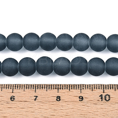 Frosted Transparent Glass Beads Strands GLAA-S031-8mm-12-01-1