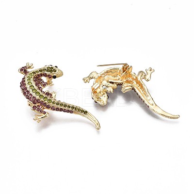 Gecko Alloy Brooch with Rhinestone JEWB-N007-079-1