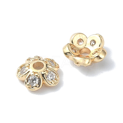 Brass Micro Pave Cubic Zirconia Bead Cap KK-A194-03G-1