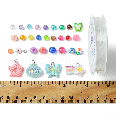 DIY Round & Flat Round with Letters Acrylic & Resin Bracelets Jewelry Making Kits DIY-FS0007-44-1