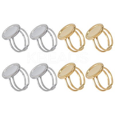 8Pcs 2 Colors 304 Stainless Steel Cuff Ring Findings FIND-ME0003-36-1
