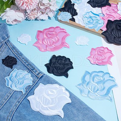 24Pcs 12 Styles Computerized Embroidery Cloth Iron On/Sew On Patches PATC-HY0001-78-1