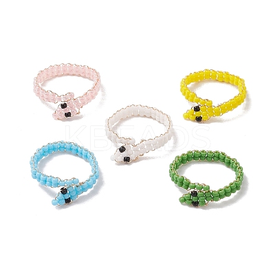 Glass Seed Bead Finger Rings RJEW-JR00875-01-1