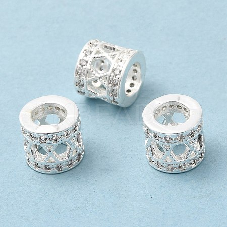 Rack Plating Brass Cubic Zirconia European Beads KK-R147-08S-1