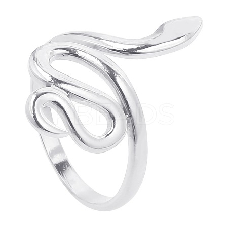 Non-Tarnish 201 Stainless Steel Snake Wrap Open Cuff Ring for Women LS-FIND-PW0004-63P-1