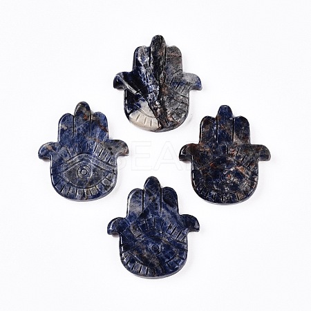 Natural Sodalite Hamsa Hand with Eye Figurines DJEW-N003-04C-1
