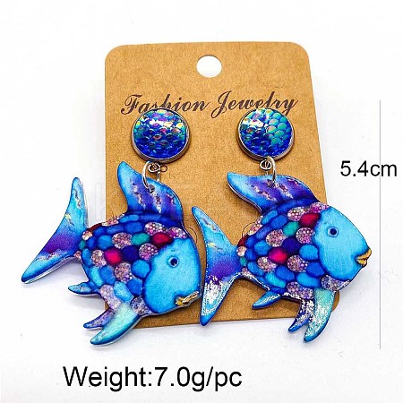 Alloy & Acrylic Dangle Stud Earrings FS-WG106F8-01-1