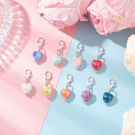 Pearlized Handmade Porcelain Pendant Decorations HJEW-JM03942-02-1