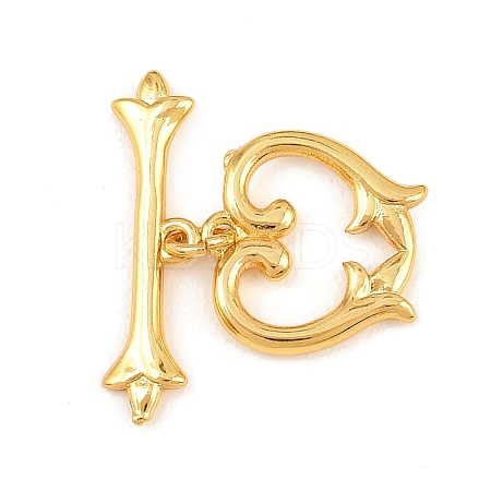 Heart Brass Toggle Clasps KK-G548-43G-04-1