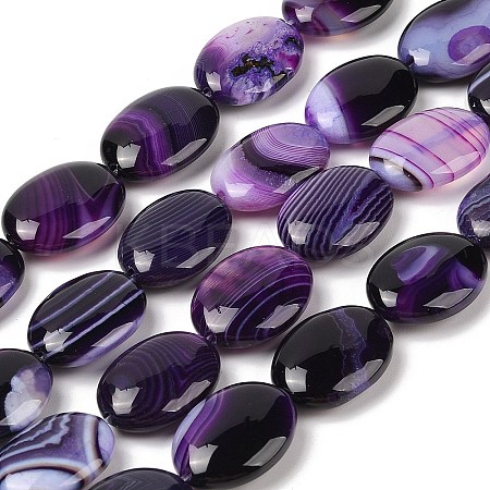Natural Striped Agate/Banded Agate Beads Strands G-Q182-01G-1