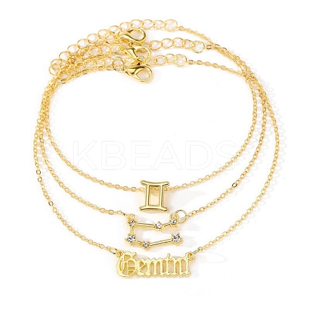 3Pcs Alloy Rhinestones Anklets AJEW-S083-01G-06-1