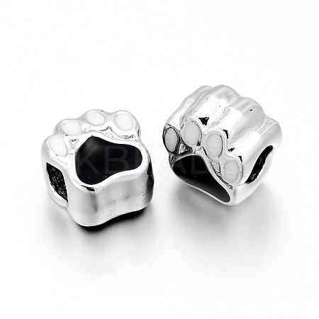 Nickel Free & Lead Free Silver Color Plated Alloy Enamel European Beads LS-ENAM-J061-08S-FF-1