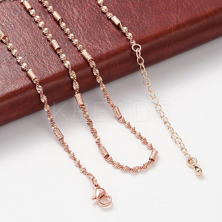 Brass Singapore Chains Necklaces for Women NJEW-D302-38RG-1
